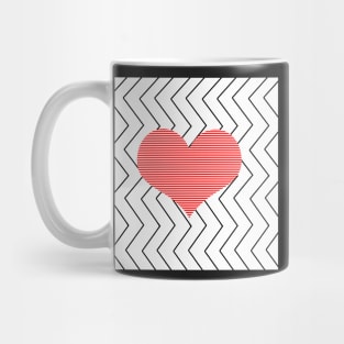 Abstract geometric pattern - heart - zigzag - black and red. Mug